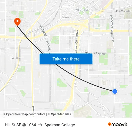 Hill St SE @ 1064 to Spelman College map