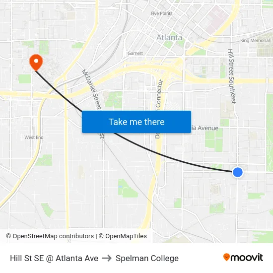 Hill St SE @ Atlanta Ave to Spelman College map