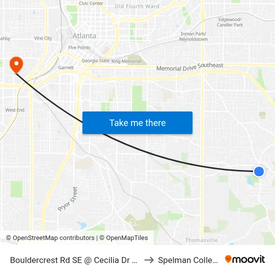 Bouldercrest Rd SE @ Cecilia Dr SE to Spelman College map