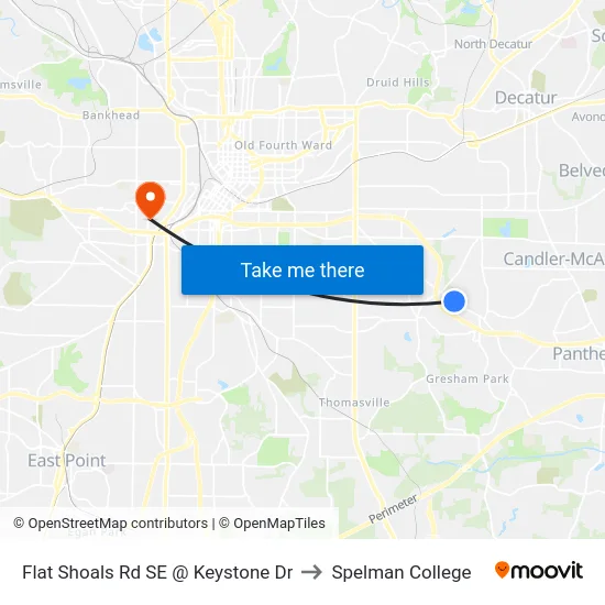 Flat Shoals Rd SE @ Keystone Dr to Spelman College map