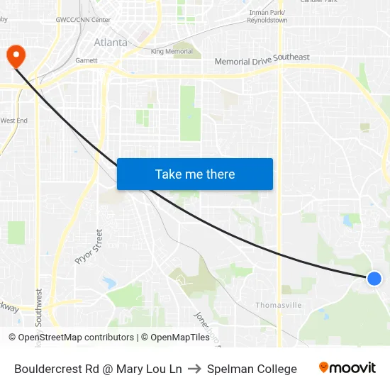 Bouldercrest Rd @ Mary Lou Ln to Spelman College map