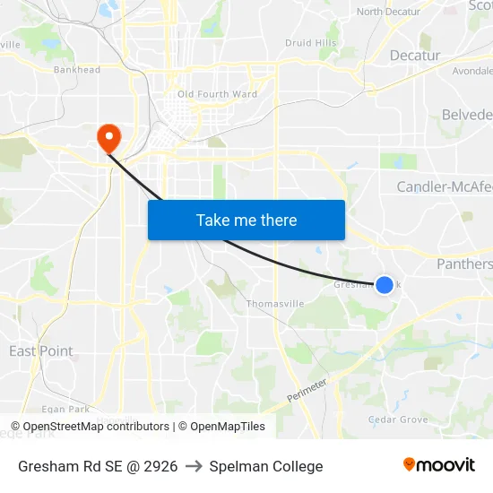 Gresham Rd SE @ 2926 to Spelman College map