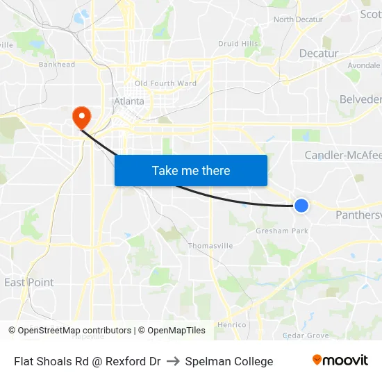 Flat Shoals Rd @ Rexford Dr to Spelman College map