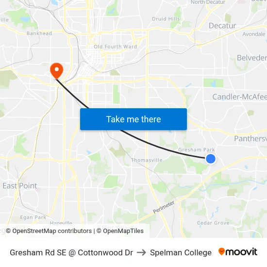 Gresham Rd SE @ Cottonwood Dr to Spelman College map
