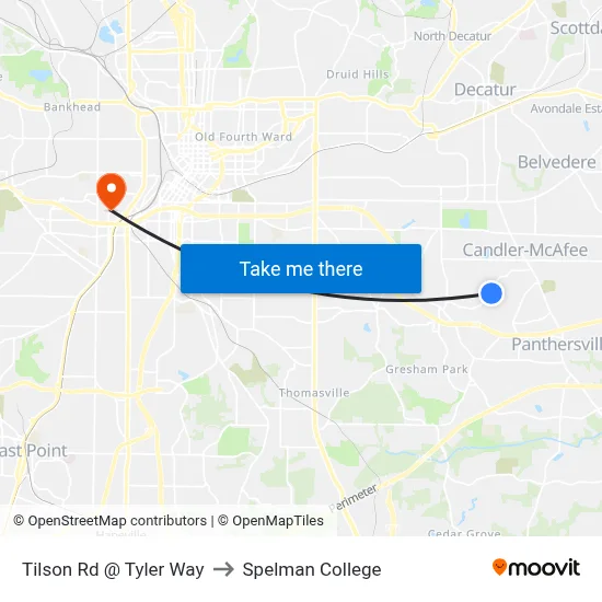 Tilson Rd @ Tyler Way to Spelman College map