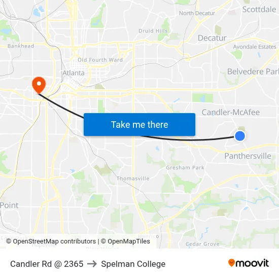 Candler Rd @ 2365 to Spelman College map