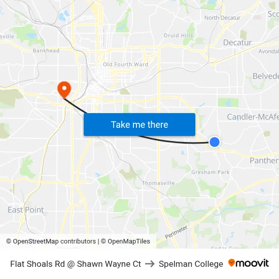 Flat Shoals Rd @ Shawn Wayne Ct to Spelman College map
