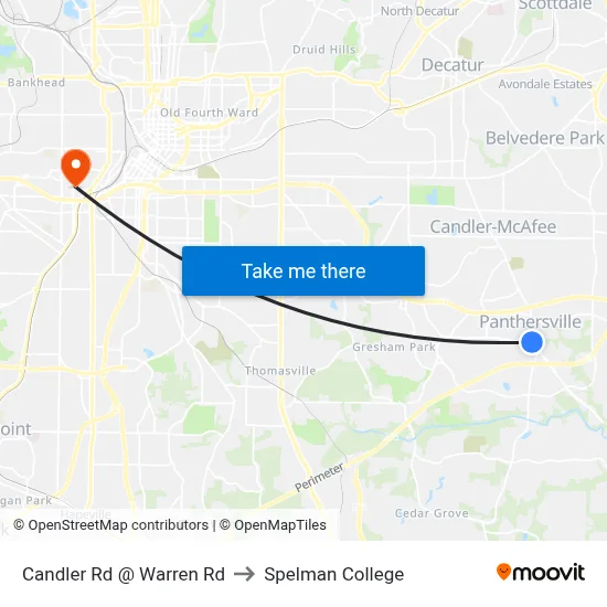 Candler Rd @ Warren Rd to Spelman College map