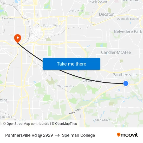 Panthersville Rd @ 2929 to Spelman College map