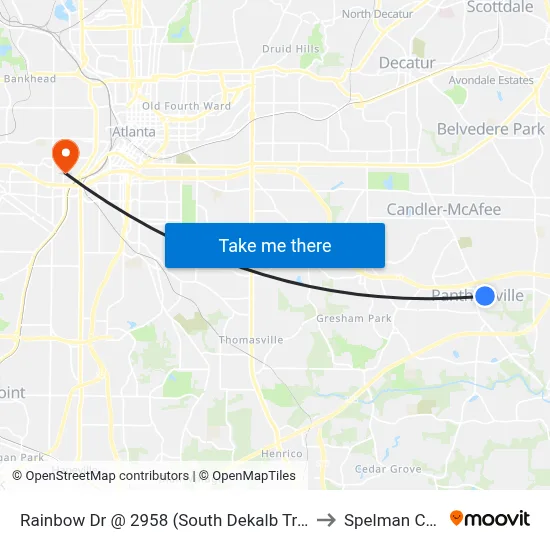 Rainbow Dr @ 2958 (South Dekalb Transfer Point) to Spelman College map