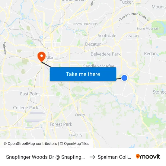 Snapfinger Woods Dr @ Snapfinger Rd to Spelman College map