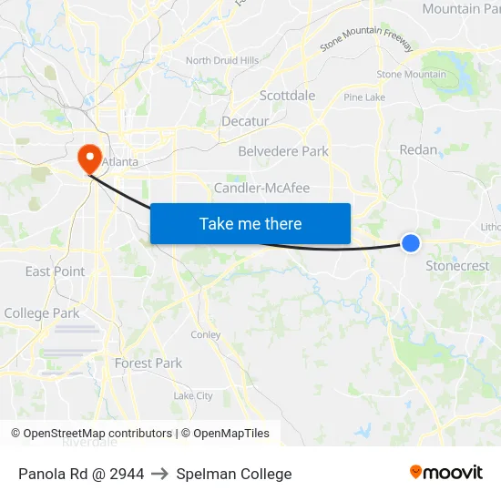 Panola Rd @ 2944 to Spelman College map