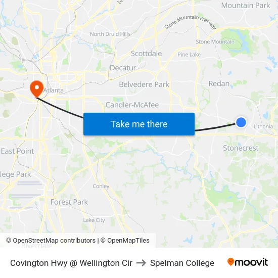 Covington Hwy @ Wellington Cir to Spelman College map