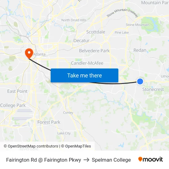 Fairington Rd @ Fairington Pkwy to Spelman College map