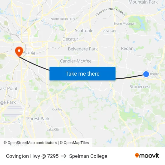 Covington Hwy @ 7295 to Spelman College map