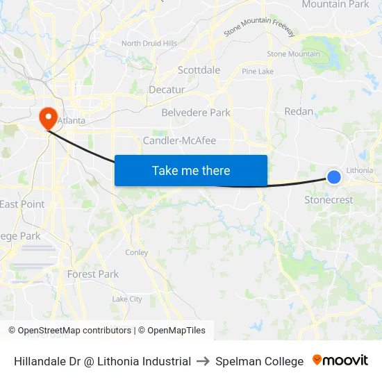 Hillandale Dr @ Lithonia Industrial to Spelman College map