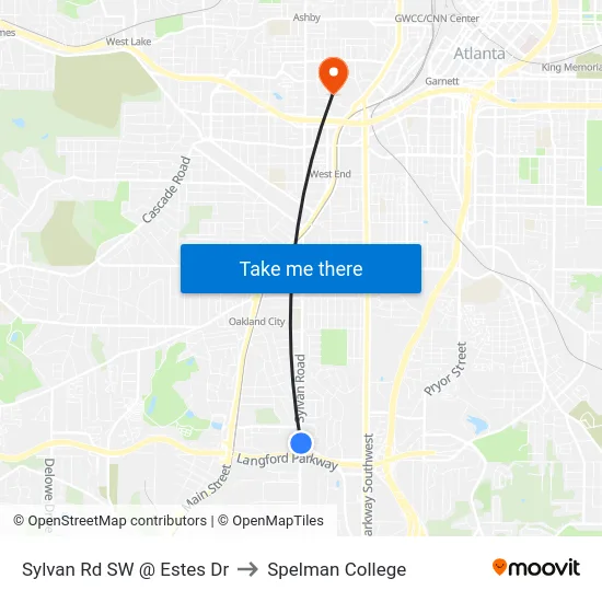 Sylvan Rd SW @ Estes Dr to Spelman College map