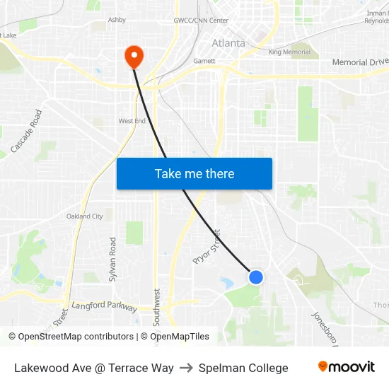 Lakewood Ave @ Terrace Way to Spelman College map