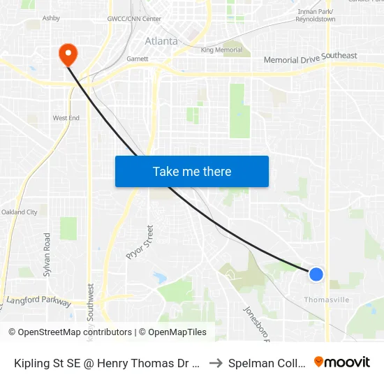 Kipling St SE @ Henry Thomas Dr SE (E) to Spelman College map