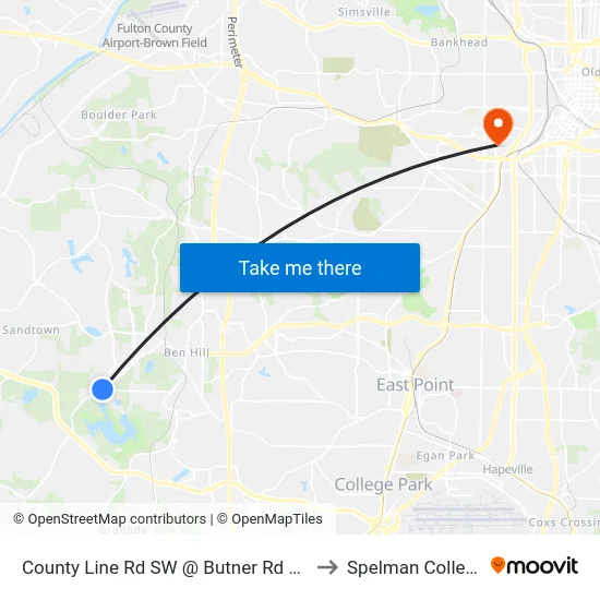 County Line Rd SW @ Butner Rd SW to Spelman College map