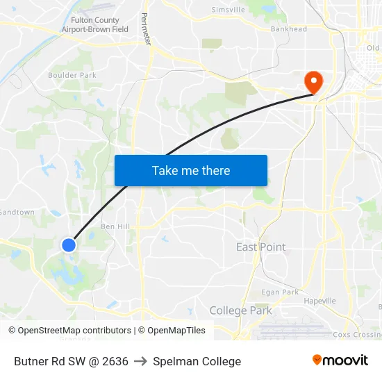 Butner Rd SW @ 2636 to Spelman College map