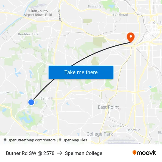 Butner Rd SW @ 2578 to Spelman College map