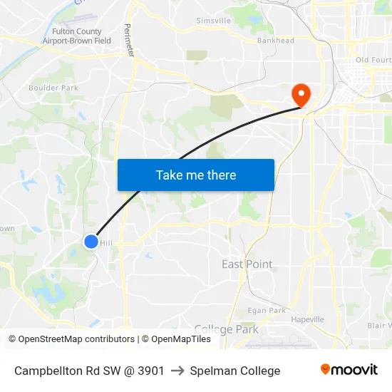 Campbellton Rd SW @ 3901 to Spelman College map