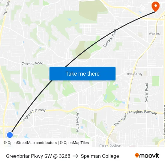 Greenbriar Pkwy SW @ 3268 to Spelman College map