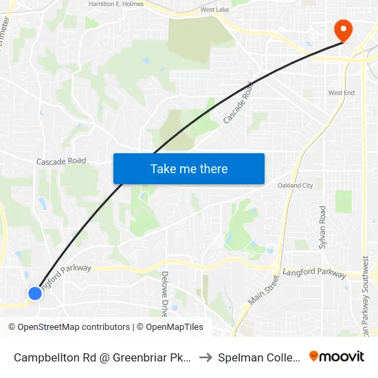 Campbellton Rd @ Greenbriar Pkwy to Spelman College map