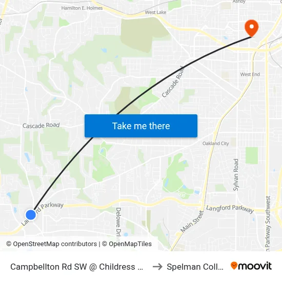 Campbellton Rd SW @ Childress Dr SW to Spelman College map