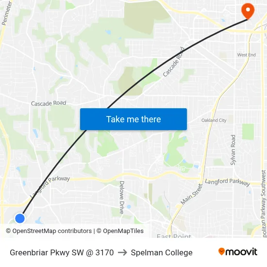 Greenbriar Pkwy SW @ 3170 to Spelman College map