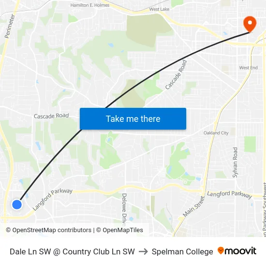 Dale Ln SW @ Country Club Ln SW to Spelman College map