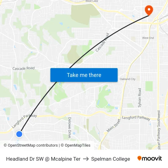 Headland Dr SW @ Mcalpine Ter to Spelman College map