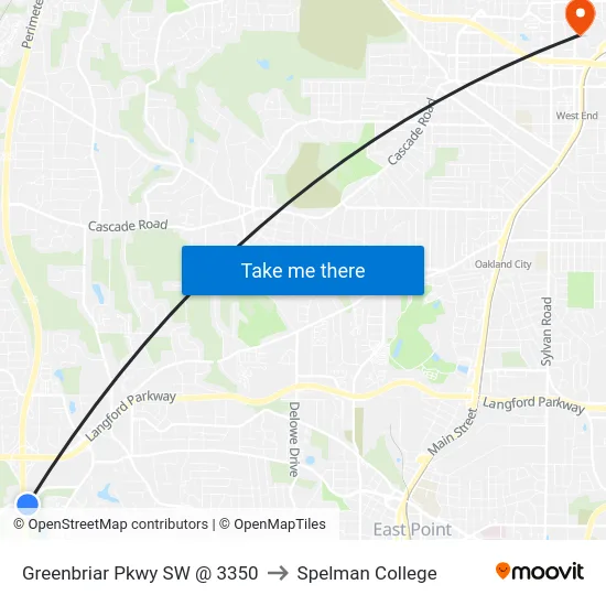 Greenbriar Pkwy SW @ 3350 to Spelman College map