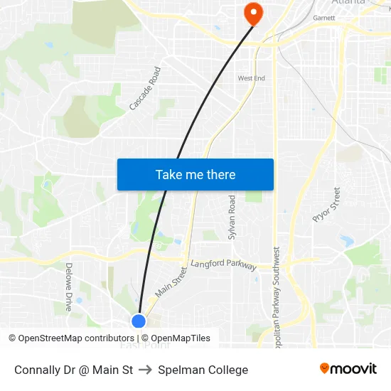 Connally Dr @ Main St to Spelman College map