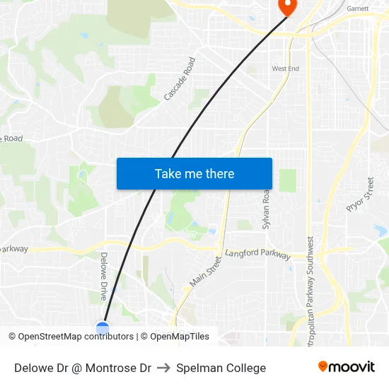 Delowe Dr @ Montrose Dr to Spelman College map