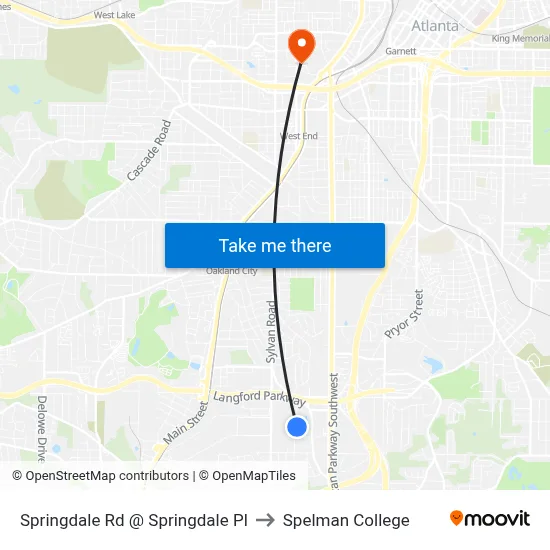 Springdale Rd @ Springdale Pl to Spelman College map