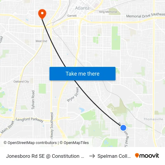 Jonesboro Rd SE @ Constitution Rd SE to Spelman College map