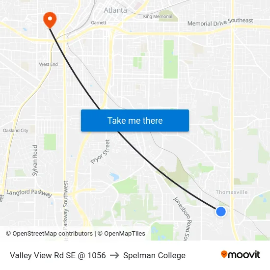Valley View Rd SE @ 1056 to Spelman College map