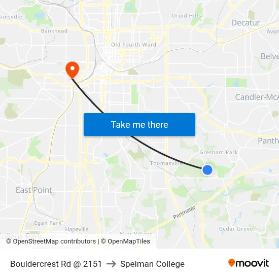 Bouldercrest Rd @ 2151 to Spelman College map