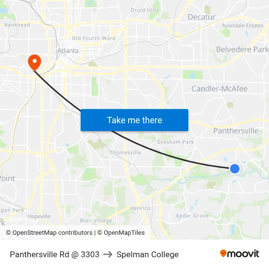 Panthersville Rd @ 3303 to Spelman College map