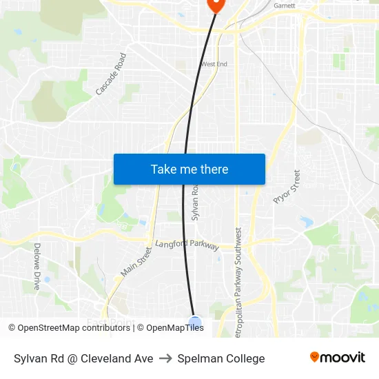 Sylvan Rd @ Cleveland Ave to Spelman College map