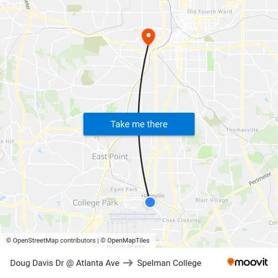 Doug Davis Dr @ Atlanta Ave to Spelman College map
