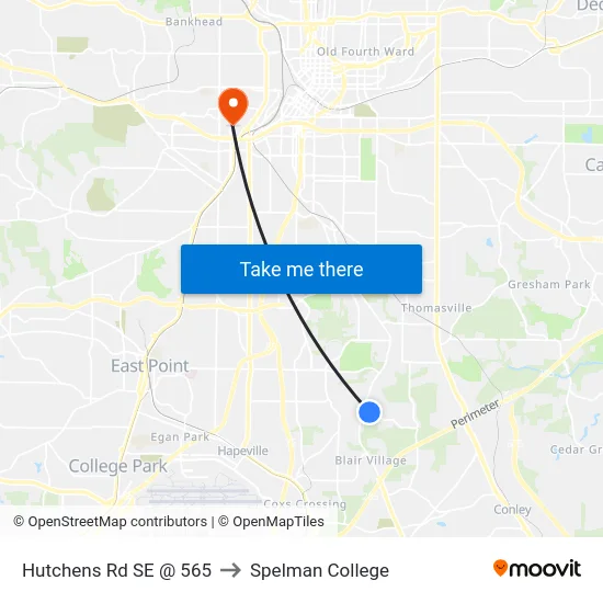 Hutchens Rd SE @ 565 to Spelman College map
