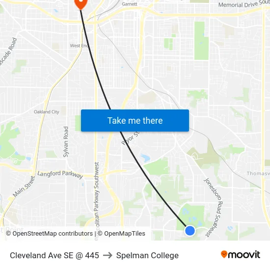 Cleveland Ave SE @ 445 to Spelman College map