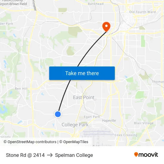Stone Rd @ 2414 to Spelman College map