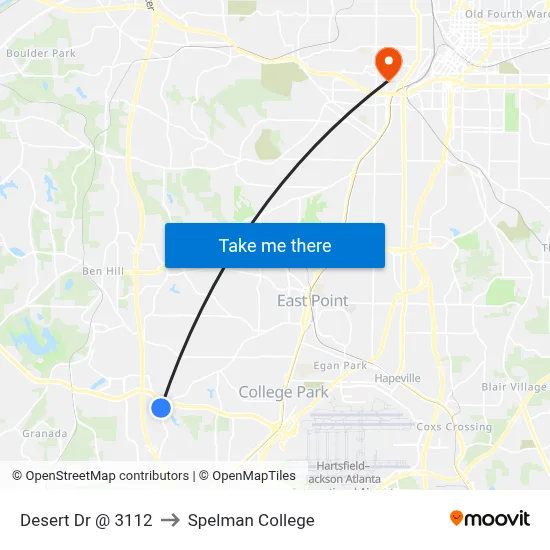 Desert Dr @ 3112 to Spelman College map