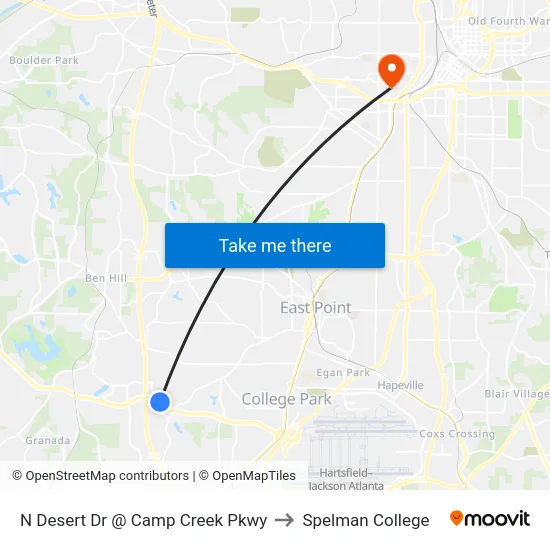 N Desert Dr @ Camp Creek Pkwy to Spelman College map