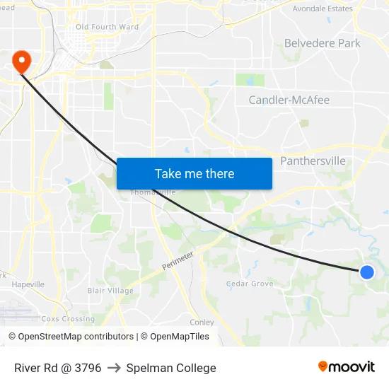 River Rd @ 3796 to Spelman College map