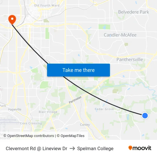Clevemont Rd @ Lineview Dr to Spelman College map